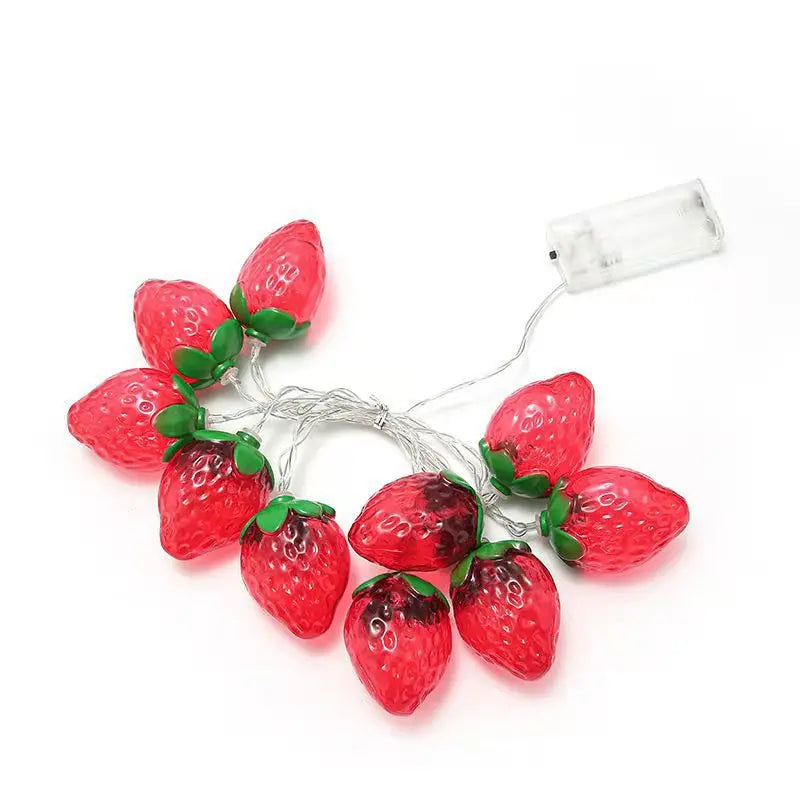 Strawberry Led String Lights Room Decor Indoor New Year Atmosphere Christmas Decoration Battery Lights Party Waterproof 090 Vue