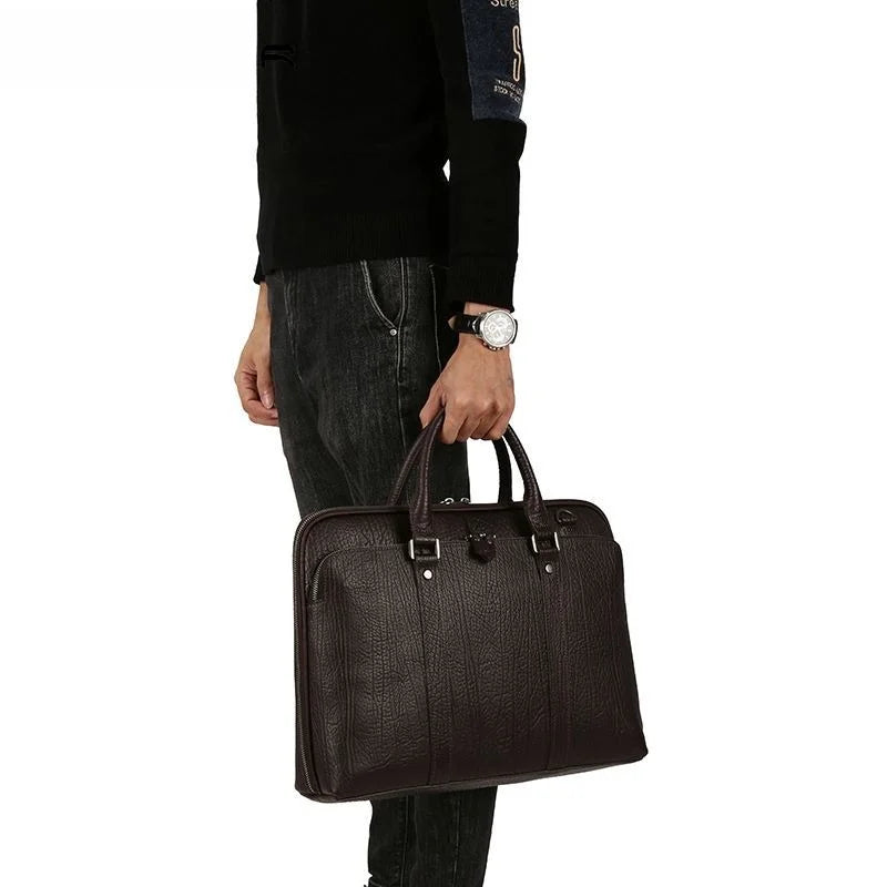Men's handbag briefcase 15.6 inch shoulder messenger bag genuine leather first layer cowhide men's bag computer Vue