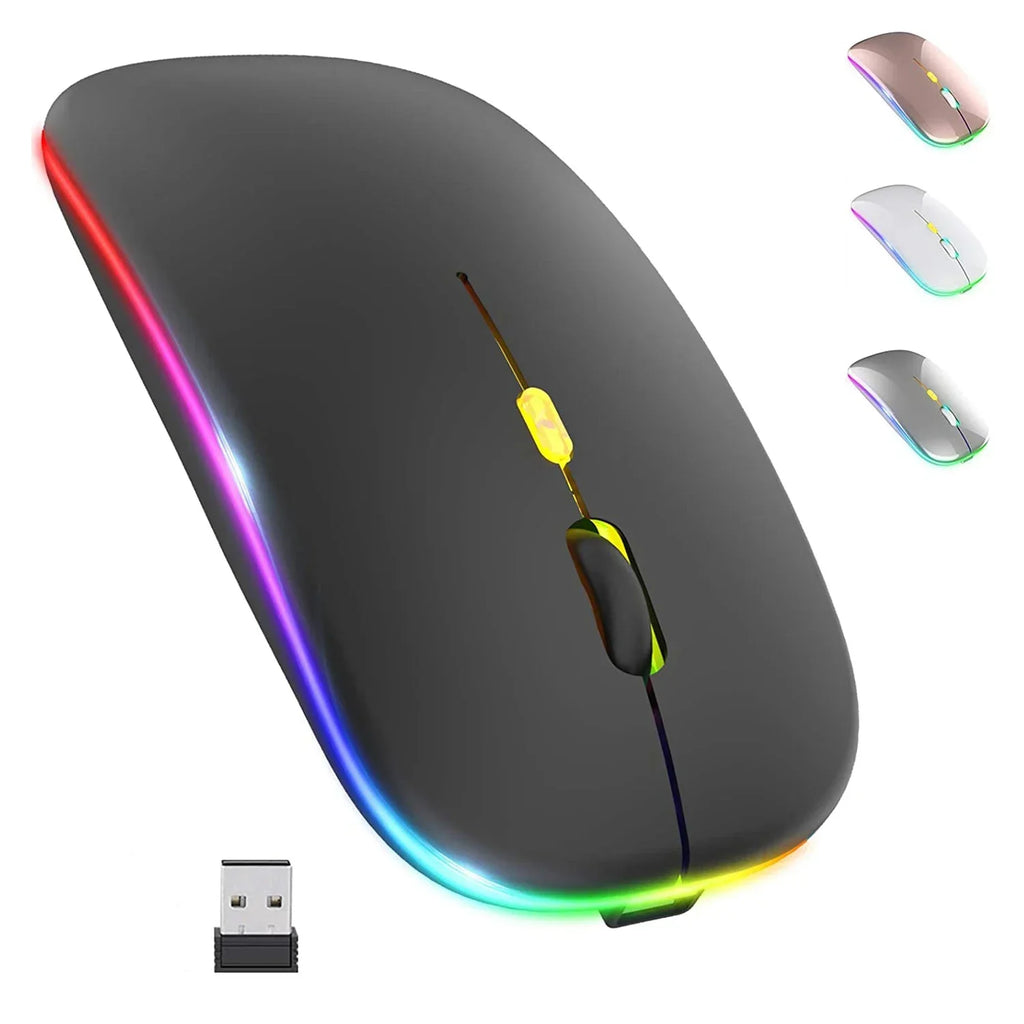 Rechargeable Wireless Mouse Colorful Backlit Mosue Silent Mute Computer Accessories for Home /Office / Games Vue