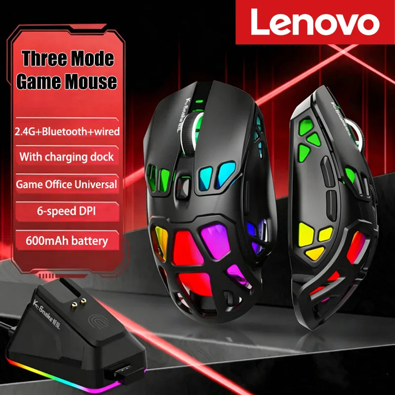 Lenovo X9Pro Tri-Mode Wireless Mouse 2.4G Bluetooth Wired Lightweight Magnetic Charging Dock Desktop Laptop Gaming&Office Vue