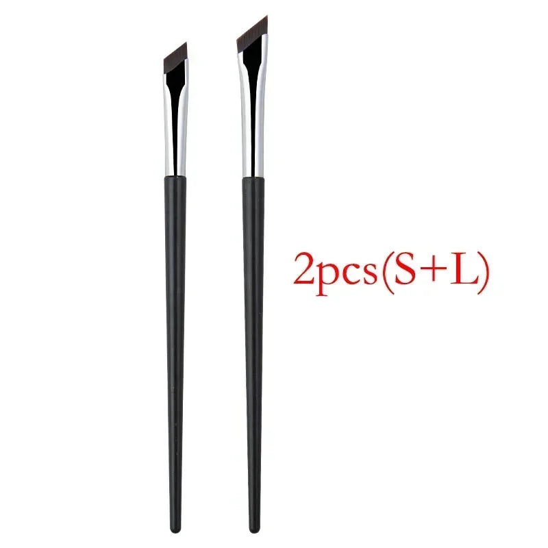 2PCS Pro Angled Eyeliner Brush Set - Microblading & Winged Liner Tools | Surgical Steel Precision Tips for Salon/Beginner Use Vue 2pcs(S-and-L)