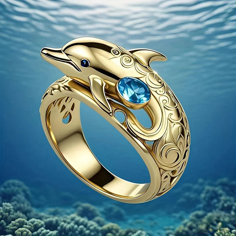 Huitan Dolphin Ring for Women | Cubic Zirconia Fashion Ring Fashion Ring Vue