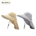 1/2/4PCS Sun Protection Bucket Hat for Men Wide Brim Fishing Cap with Neck Shade Face Flap Lightweight Summer Hiking Camping Vue Mix 2PCS A