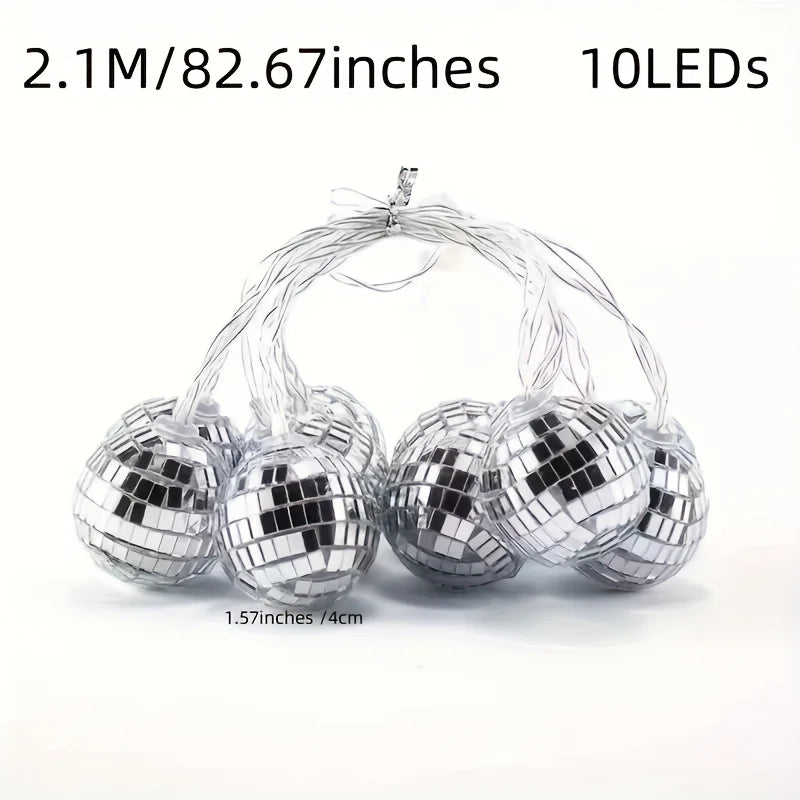 Mini Mirror Disco Ball LED String Lights Warm Fairy Lamp Home Bar Wedding Birthday Party Decor Lighting Vue
