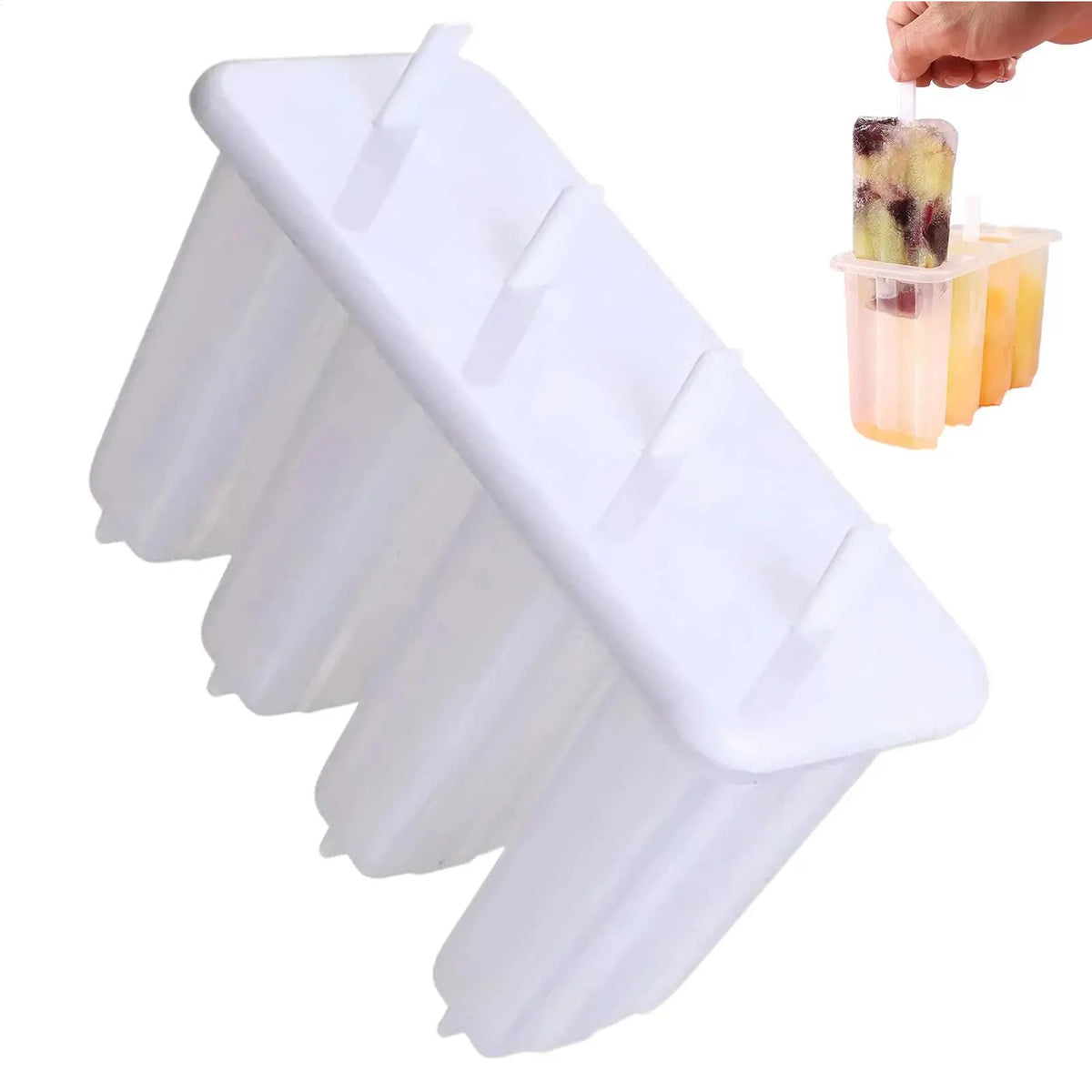 Reusable Ice Pop Maker 4-Cavity Ice Bar Mold Homemade Popsile Mold For Chocolate Yogurt Fruit Gelatin Dessert Cake Baking Tools Vue