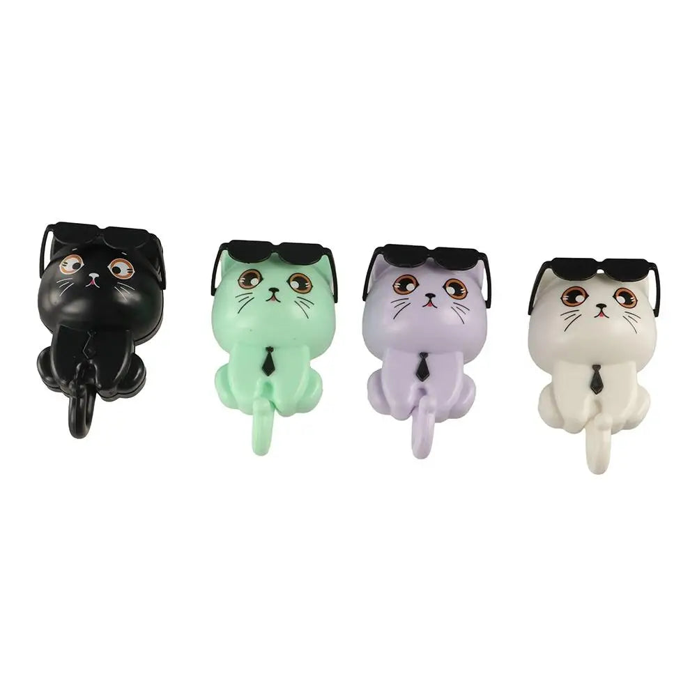 Creative Plastic Cartoon Cat Hooks Decorative Waterproof Key Hangers Wall Hanging Sticky Hooks for Home Vue