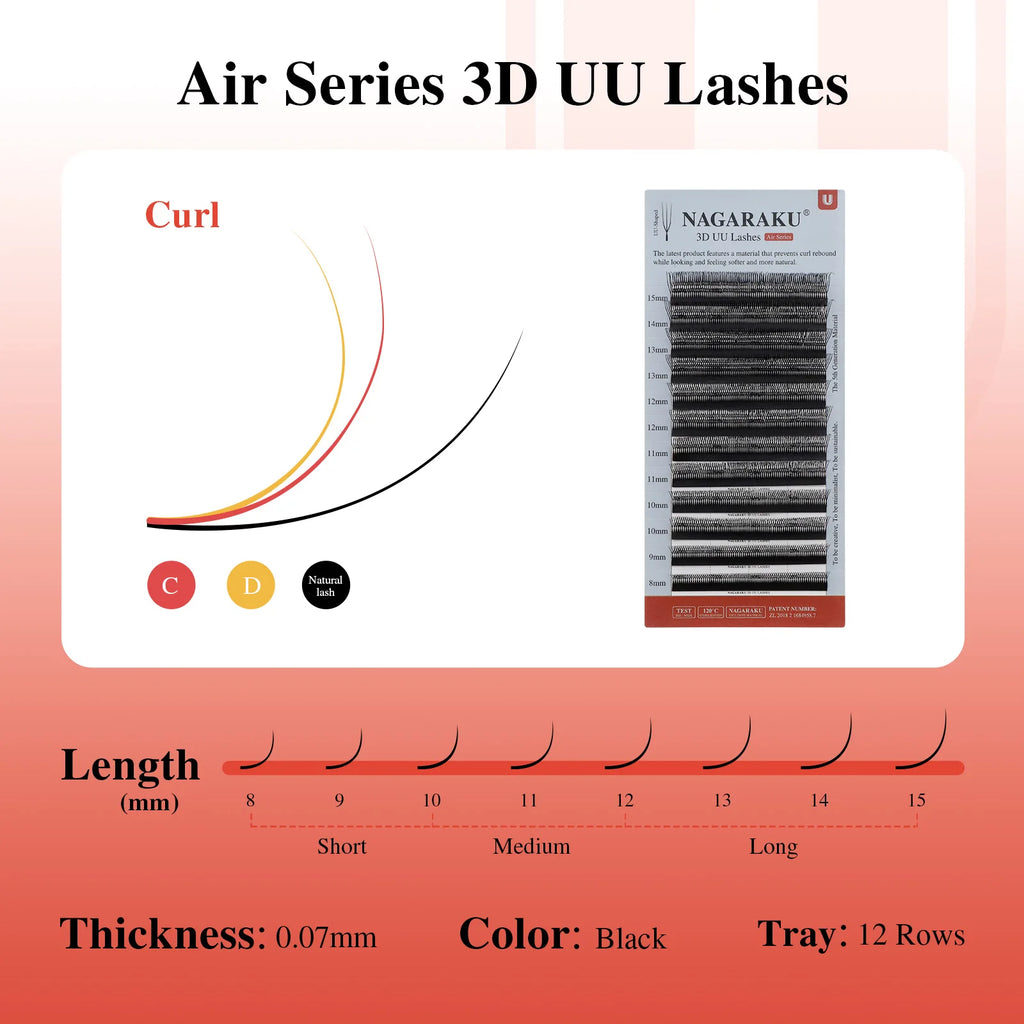 NAGARAKU Double U Shape 3D UU Soft Light Natural Eyelash Extensions Fluffy Mink Faux Fur Parallel Makeup Supplies Vue
