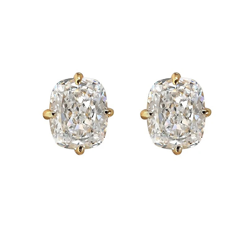 Huitan Gold Geometric Cubic Zirconia Crystal Stud Earrings Stud Earrings Vue