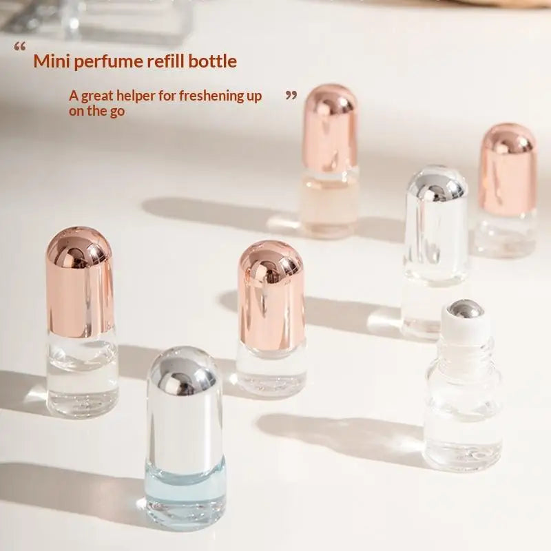 3Pcs 1ml 2ml 3ml 5ml Mini Roller Ball Perfume Bottles Refillable Portable Essential Oil Container Travel Fragrance Sample Vials Vue