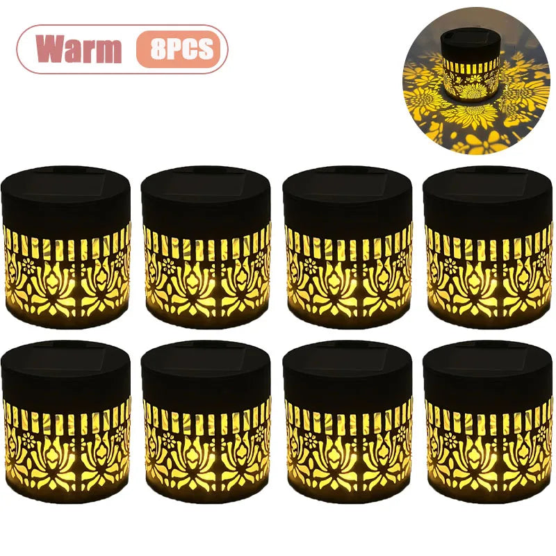 1-8PCS Solar Flower Sun Wall Lantern Outdoor Waterproof Garden Decorative Landscape Sconce for Yard Fence Home Exterior Vue Warm-8PCS