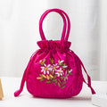 Retro Embroidery Drawstrings Handbags Storage Bags Women Purse