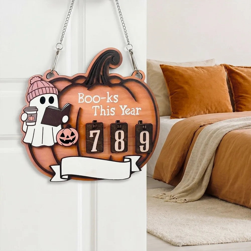 Dark Style Halloween Reading Counter Vintage Wooden Reading Ghost Swing Ornament Spooky Detachable Reading Ghost Figurine Vue