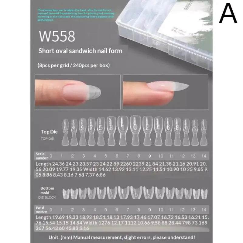 Dual Nail Forms Sandwich Nails 240Pcs Nail Mold Fast Extension for Home Use Professional Results Vue A