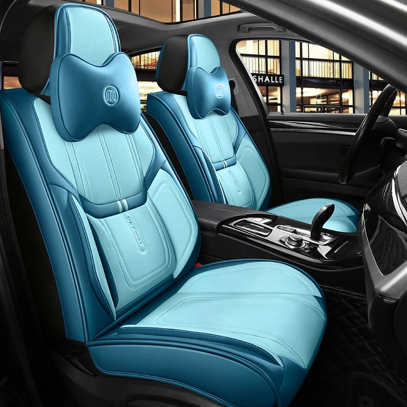 BLUE NAPPA Car Seat Covers for Mercedes Benz A B C Class w211 w212 W213 Luxury Seat Protector Universal Leather Car Accessories Vue