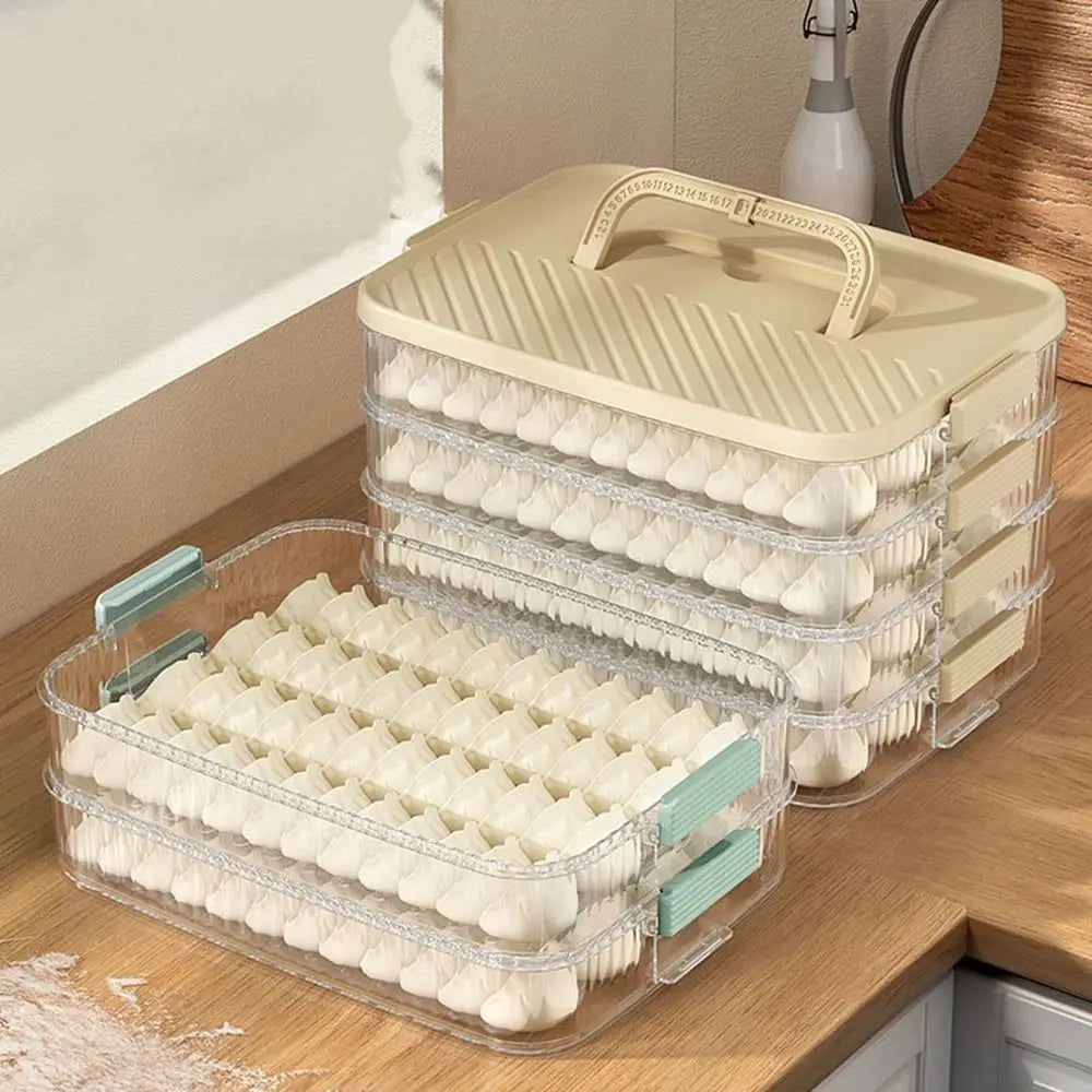 Plastic Frozen Dumpling Storage Box Large Capacity Fresh-keeping Wonton Storage Box with Lid Multi-layer Dumpling Box for Home Vue