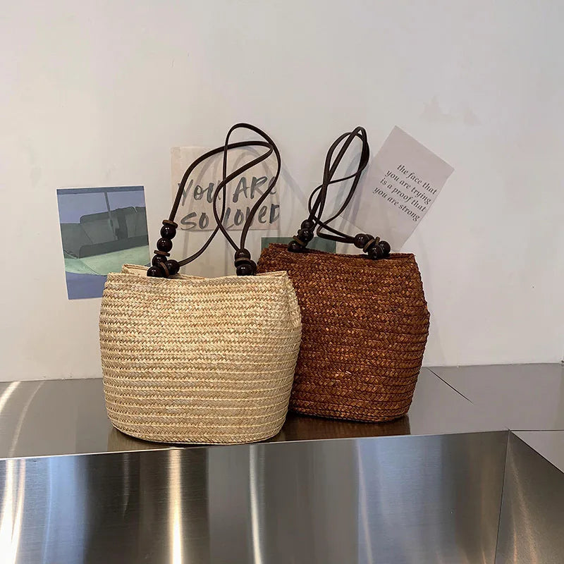 Casual Straw Woven Shoulder Bags Women Wicker Handbags Handmade