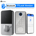 SmarDeer Electronic Lock for TTLock Smart Lock App Remote Control Keyless Entry Door Lock Fingerprint Digital Deadbolt Vue Silver