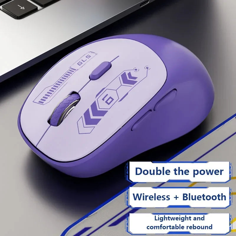 Lenovo 2.4G Wireless Bluetooth Mouse Dual Mode Rechargeable Ergonomic Office Gaming Portable Mice For iPad PC Laptop Mouse Vue Purple