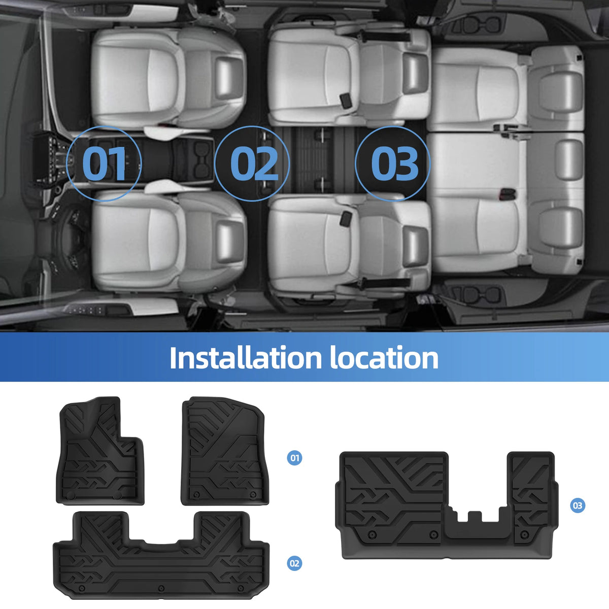 Smabee Left Drive for BYD Tang L/Atto 8/Sealion 8 2025 2026 7Seater (not fit Refrigerator Model) Car TPE Floor Mats Accessories Vue