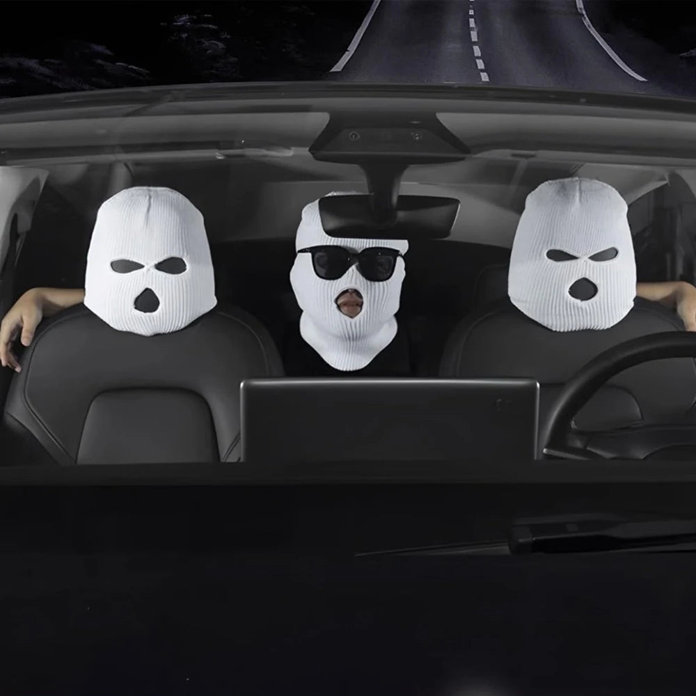 Universal Car Headrest Cover Car Seat Face Mask Ski Mask Halloween Christmas Funny Decoration for Tesla BMW Ford Volkswagen Kia Vue