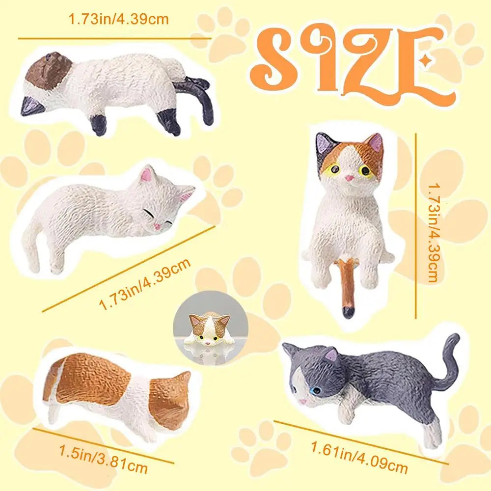 5pcs Realistic Resin Cat Figurines Toys Home Decor Kitten Figurines Desk Decor For Women Vehicle SUV Dashboard Computer Desk Vue A