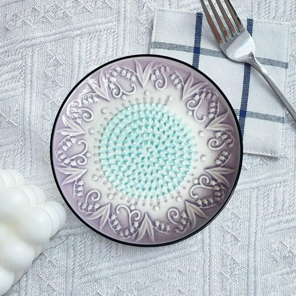 Mini Garlic Grater Dish, Multifunctional Vegetable Grinder Plate, Small Kitchen Gadget for Ginger Cheese Chocolate Daikon Fruit Vue