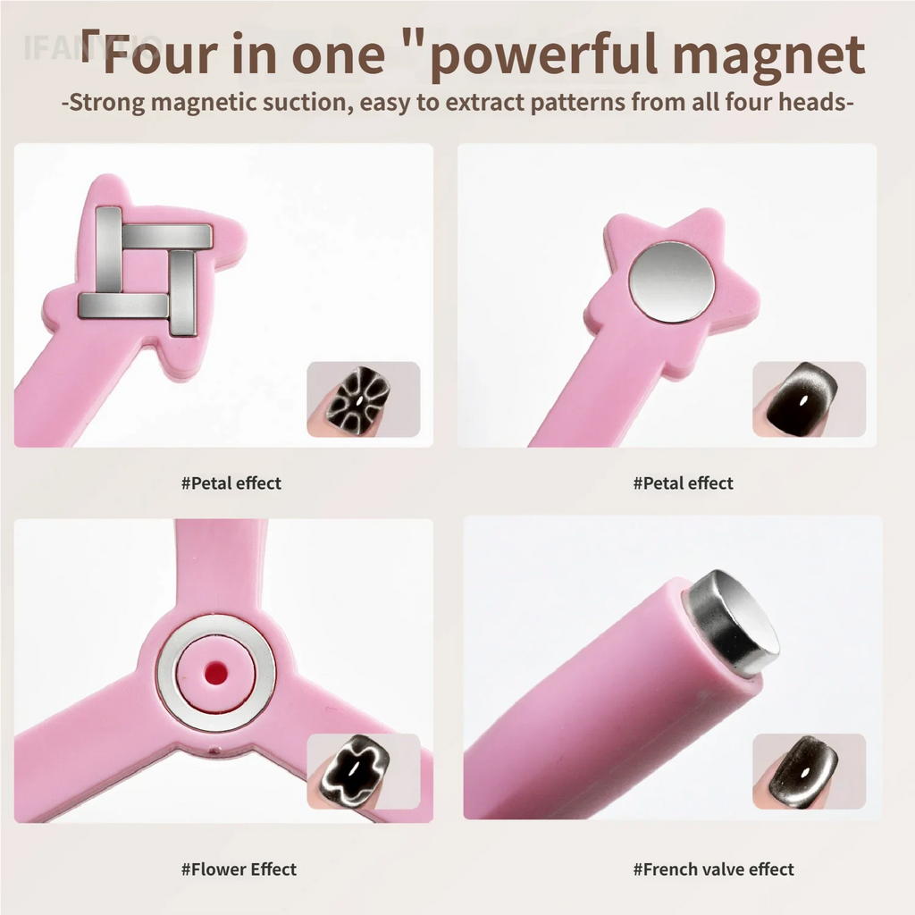 Petal Flower French Pattern Nail Magnet 4IN1 Cat Eye Effect Wide Side Light Ribbon French Nail UV Attraction Magnetic Manicure Vue