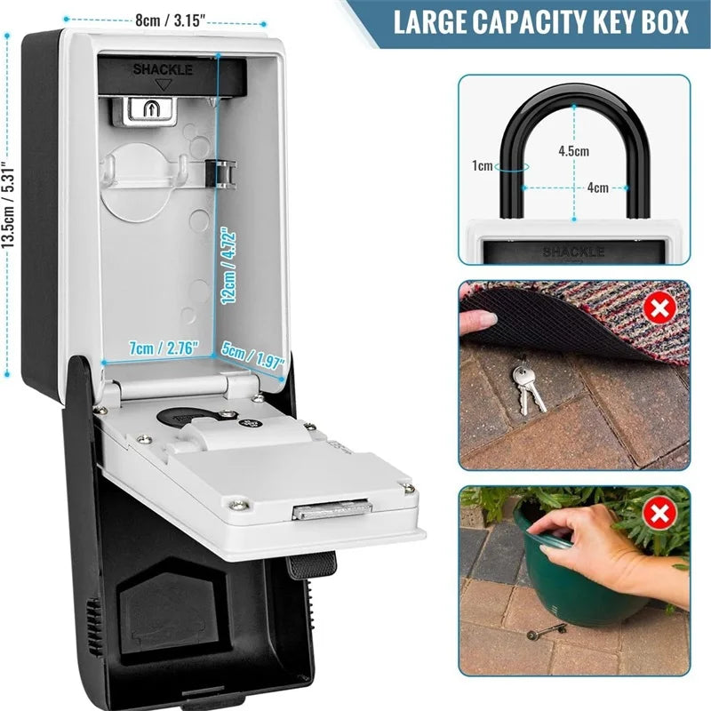 Smart Illumination Key Box LED With Light Night Vision Waterproof Hanging 4 Digit Code Key Box Mini Outdoor Security Key Storage Vue
