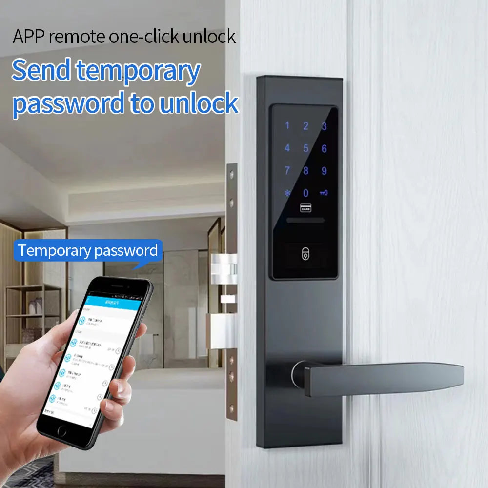 TTLOCK Bluetooth Smart Door Lock Phone Remote Unlock Magnetic RFID Card Password Temporary Password G2 Gateway Wifi Connection Vue
