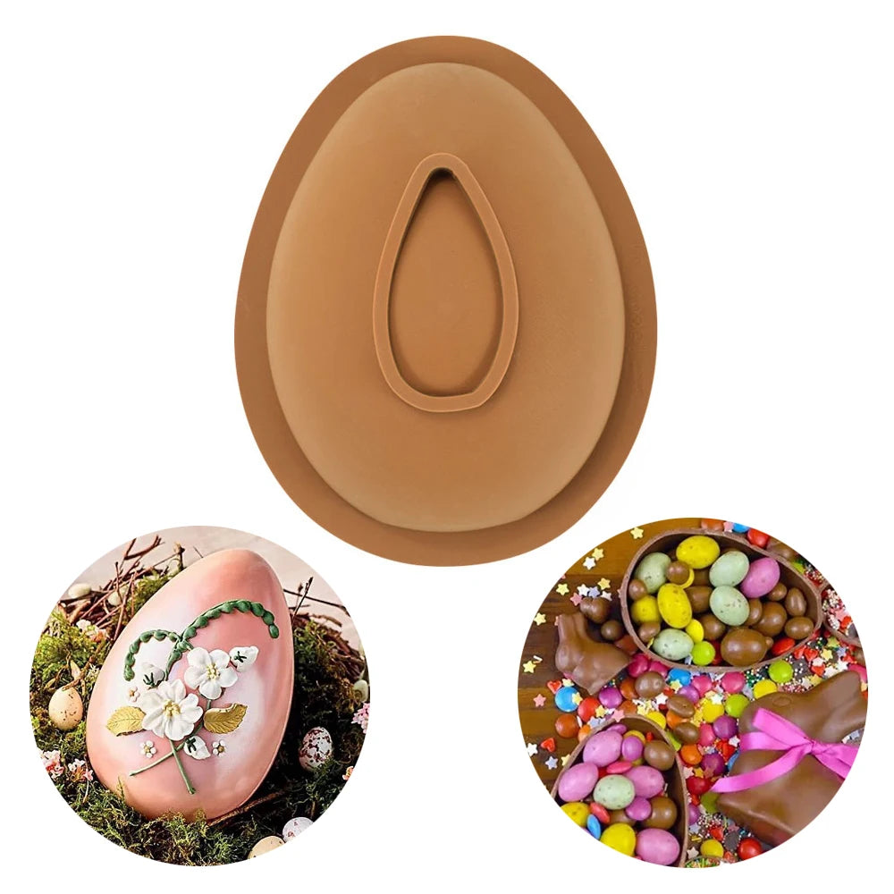 2PCS Easter Egg Chocolate Molds 6 Kids of Shape Eggs Silicone Molds 3D Large Non-Stick Egg Easter Chocolate Molds Baking Tools Vue