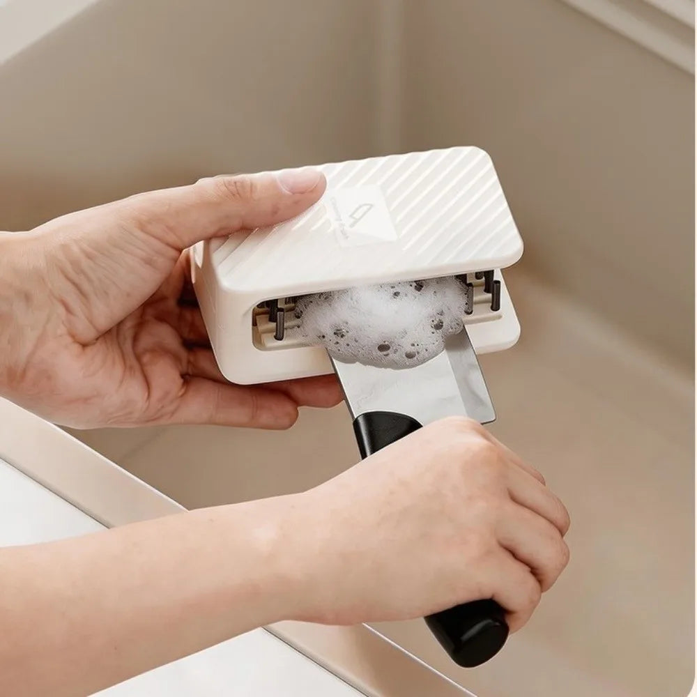Double Side Utensil Cleaning Brush Anti-Slip Hands Free Tableware Brush with Adhesive Backing U-Shaped Kitchen Scrubber Kitchen Vue