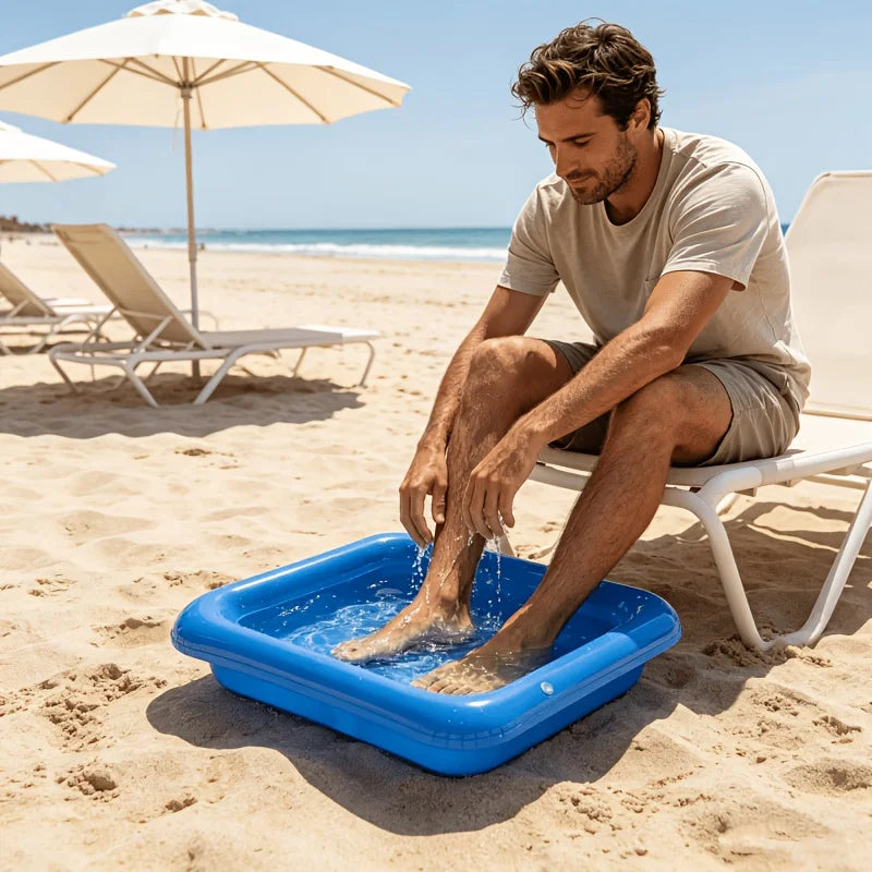 Portable Foldable Pool Cleaning Basin – Pre-Swim Prep, Foot Bath & Post-Swim Rinse, No Air Pump Needed, Space-Saving Essential Vue