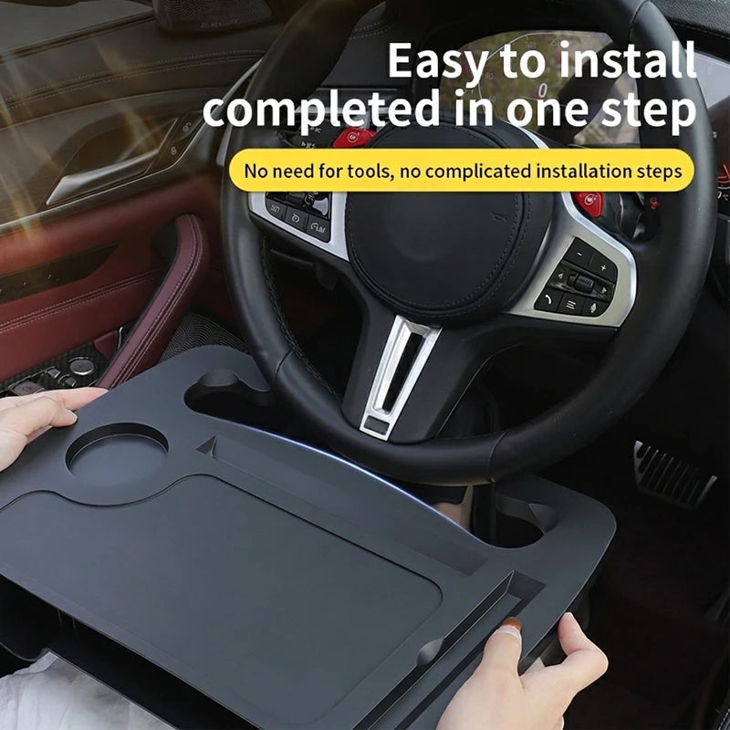 SEAMETAL 2-in-1 Car Steering Wheel Table Seat Gap Storage Box Portable Car Laptop Tray Desk Cup Holder Universal Dining Table Vue