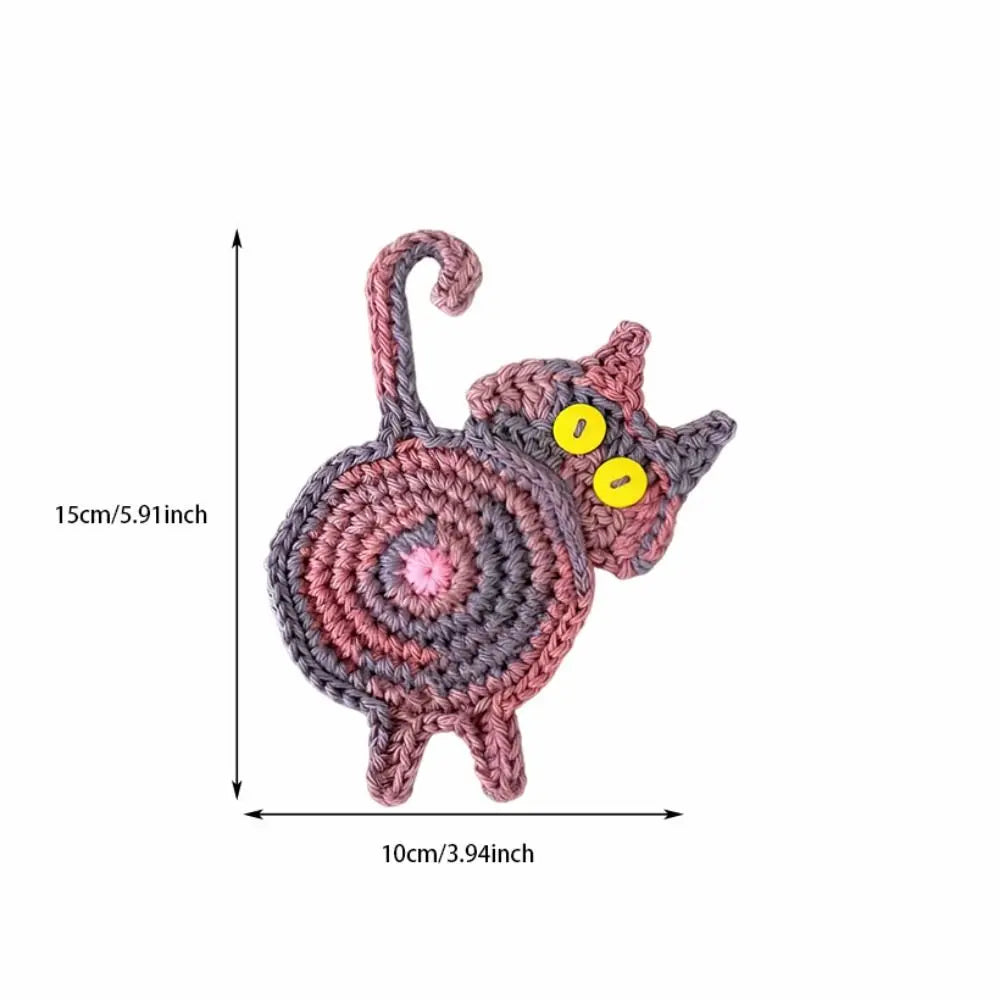 Cute Cat Butt Coasters Non-Slip Heat-Resistant Mug Coaster Easy To Clean Knitted Cute Cat Coasters Desktop Decoration Vue