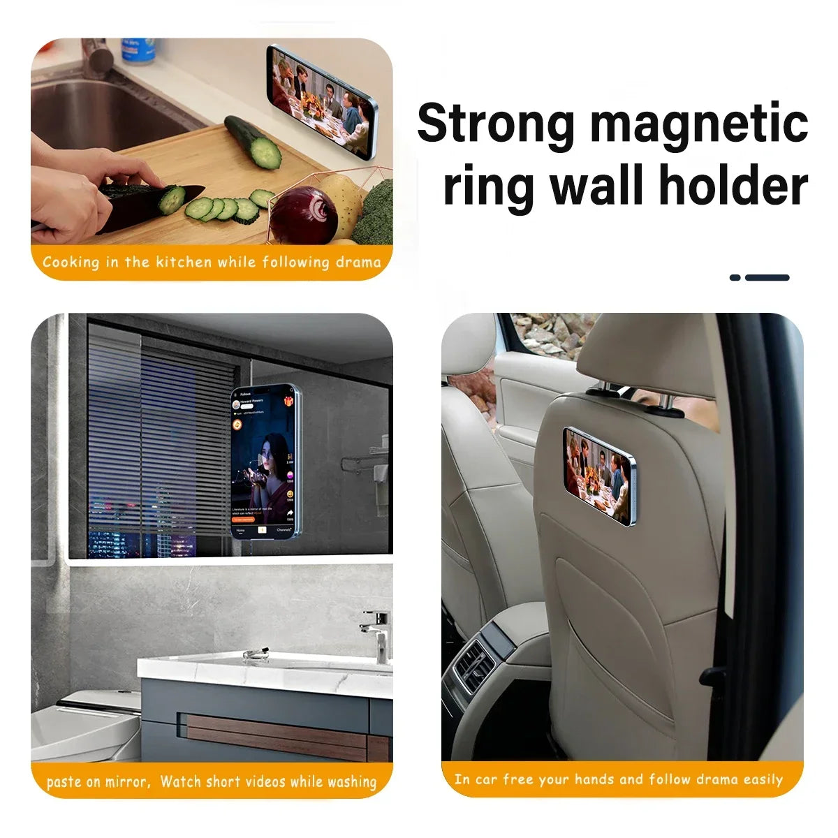 Universal Strong Magnet Phone Stand Holder for Magsafe iPhone 12/13/14/15/16/17 iPad Car Wall Use Ring Holder Tablet Stand Vue