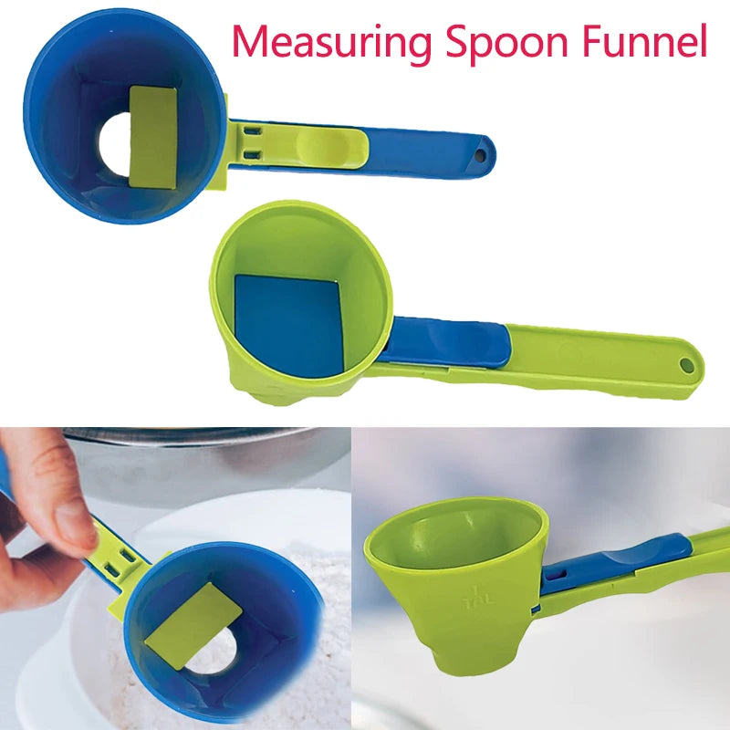 Measuring Spoon Funnel – Spill-Proof Long Handle Powder Scoop Measuring Funnel Scoop Vue