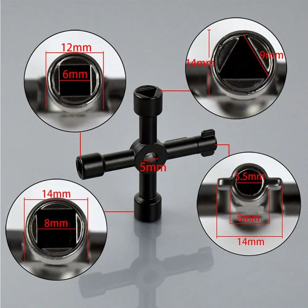 Popular Black Hot Sale High Quality Alloy New Cross Key Universal for Train Electrical Elevator Cabinet Valve Triangle Key Vue