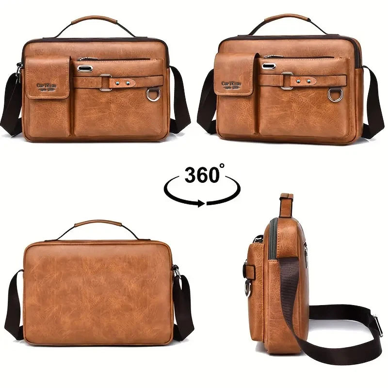 Men's Retro Messenger Bag Waterproof Design Large Capacity Laptop