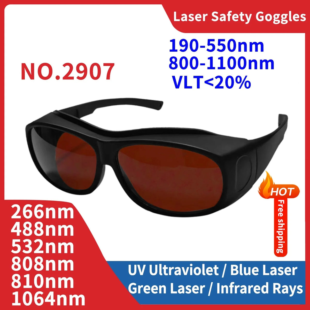Leeyongin Laser Goggles Gafas De Seguridad Industriales Laboral Safety Protective Glasses IPL Hair Removal Radiation Protection Vue 2907 China Mainland