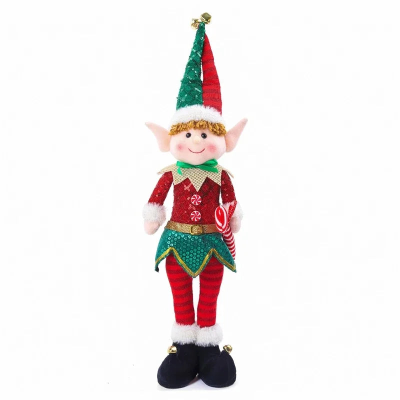 Fabric Standing Elf Plush Doll Christmas Party Centerpiece Table Decor Home Office Gift For Kids And Adults Cute Festive Accent Vue
