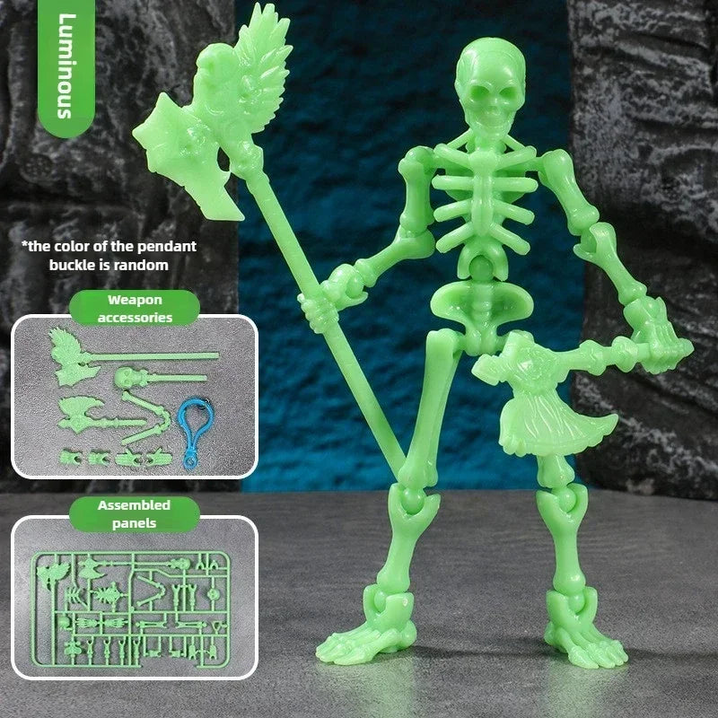 3D Printed Articulated Skeleton Fidget Toy | Poseable Figurine Articulated Figurine Vue Luminous Green