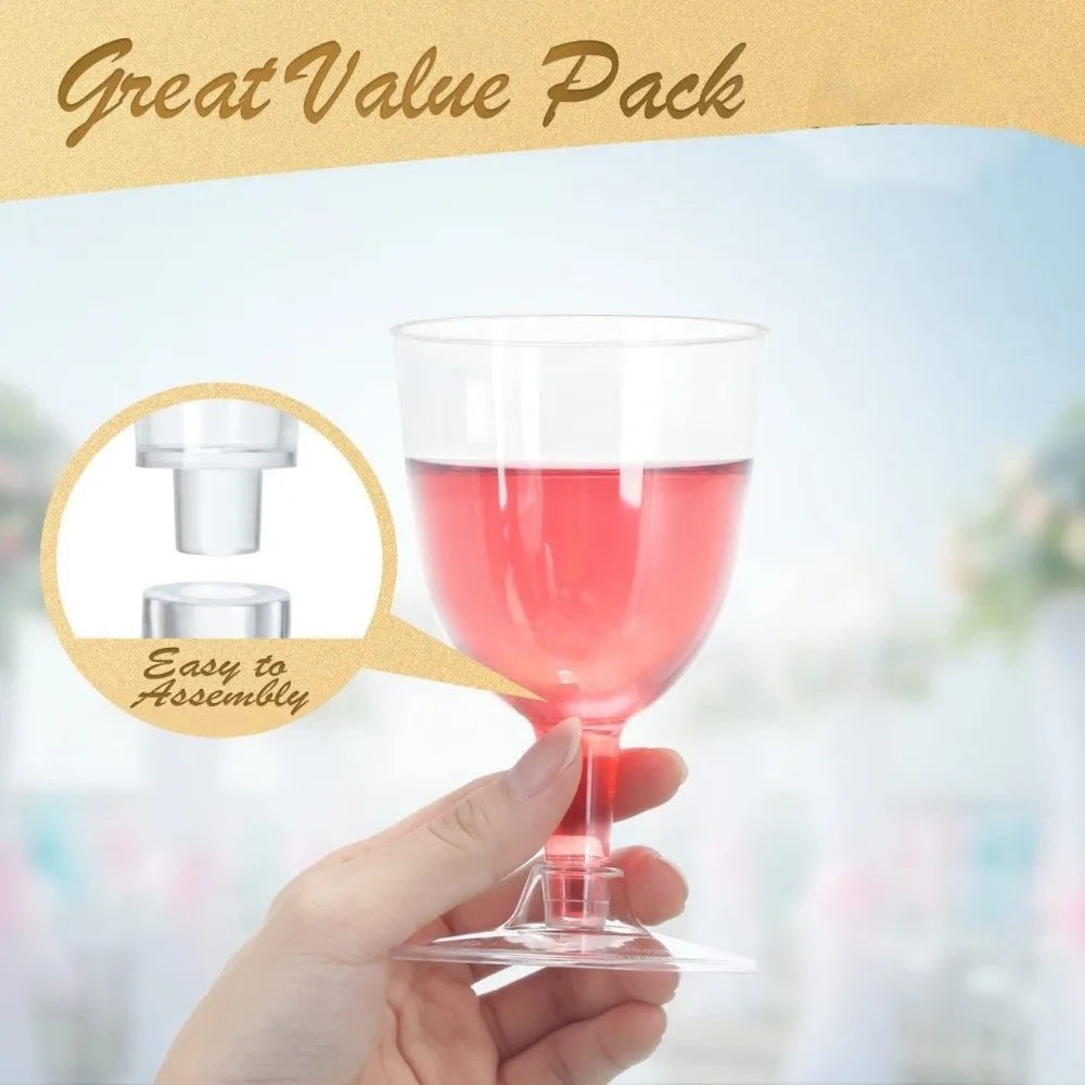 25pcs Transparent Disposable Wine Glasses 6 Oz Unbreakable Plastic Margarita Glasses Portable Drinking Cup Champagne Goblet Vue
