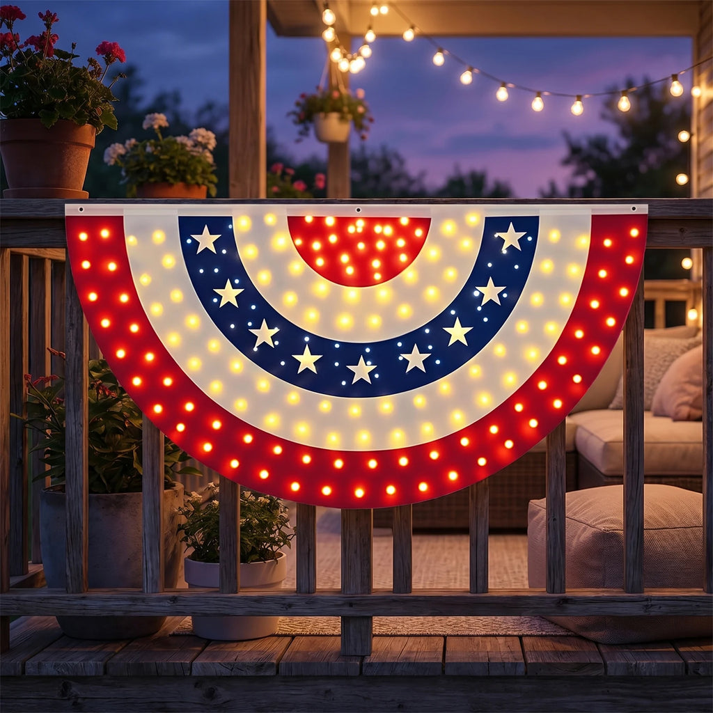USA 250th Patriotic Bunting Banner with LED Lights | 3x6 Ft Patriotic Bunting Banner Vue China Mainland