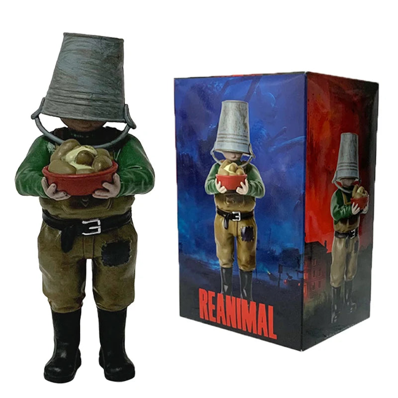 12cm Game Reanimal Character Figurine Iron Bucket Model Toy Collectible Figure Display Model Toy Gift Vue