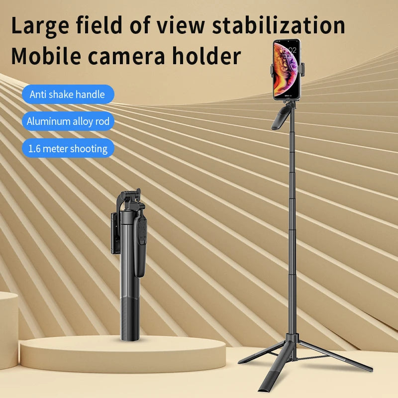 1.6m Wireless Selfie Stick Tripod Stand Foldable Monopod Light For Smartphones Balance Steady Shooting Live Vue Default Title
