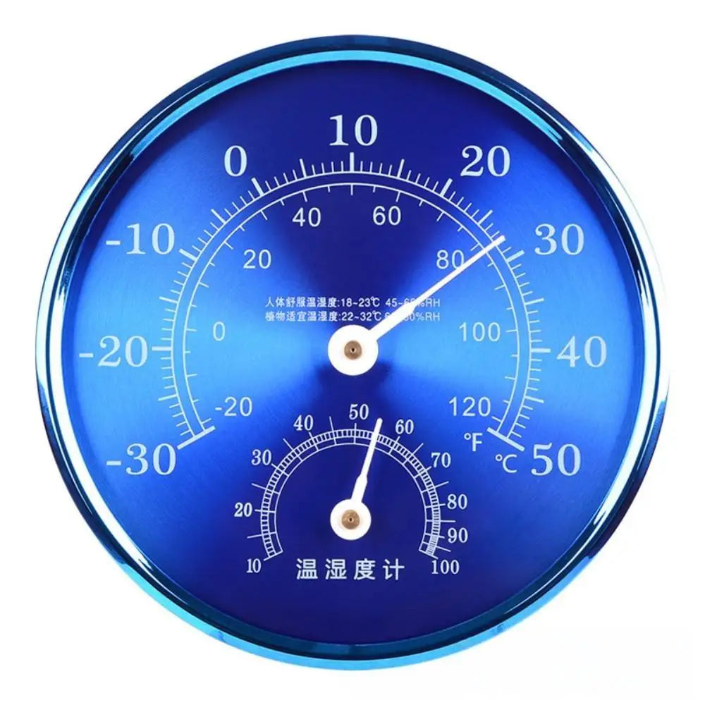 Thermometer Hygrometer 12.7cm Large Household -30-50°C/10-99%RH High-precision Wall-mounted/Stand Temperature and Humidity Meter Vue Blue