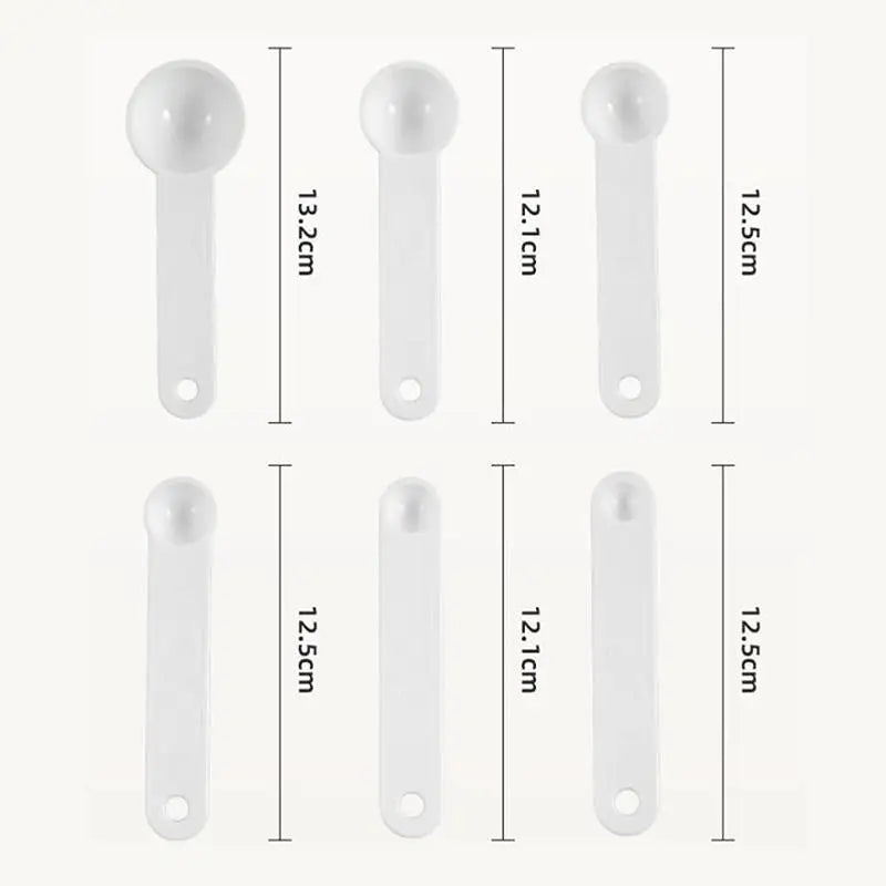 1Set Measuring Cups And Spoons Set White Plastic Kitchen Tools For Baking Cooking Mixing With Accurate Markings〔CC11〕 Vue 6Pcs