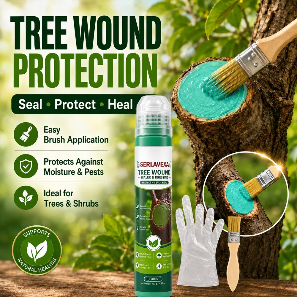 Tree Pruning Wound Dressing Kit 120g, Green Bark Sealing Paste with Applicator Brush and Gloves for Grafting and Shrub Care Vue