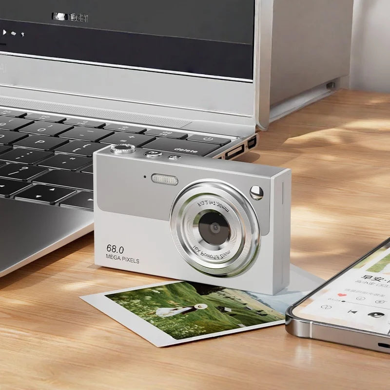 Lenovo Dual Camera Selfie CCD Camera 68 Megapixel 4k HD Wifi Digital Camera Portable Student Image and Video Smart Camer Vue White