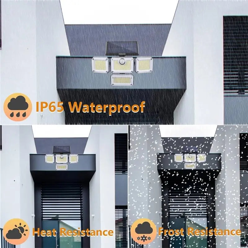 ABKW-2 Pack Solar Lights Outdoor Motion Sensor Security Lights With Remote 4 Heads IP65 Floodlights Vue